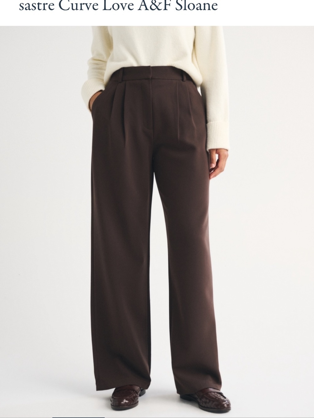 Abercrombie & Fitch Wide-Leg High-Rise Pants in Dark Brown